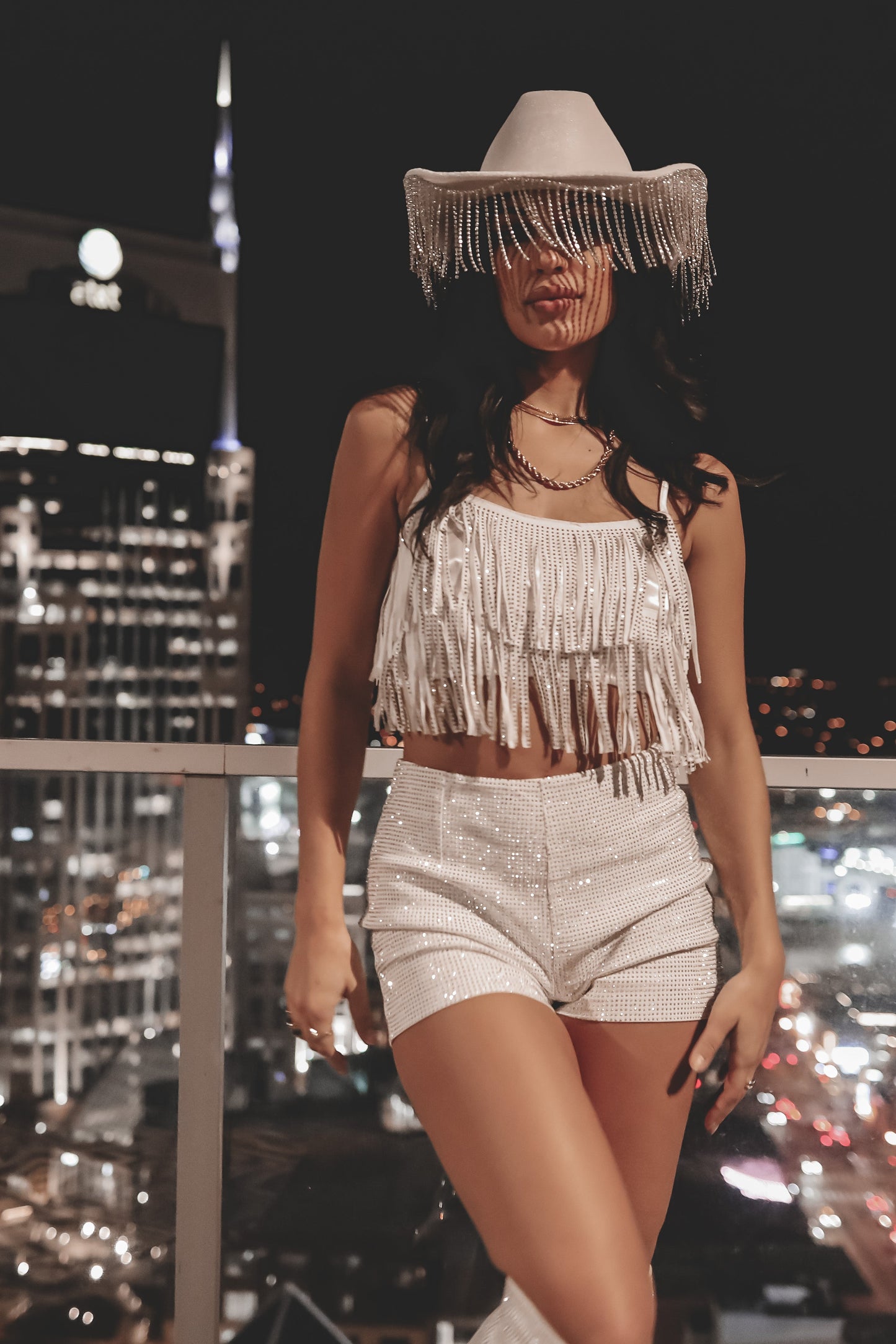 Party With Me White Fringe Crop