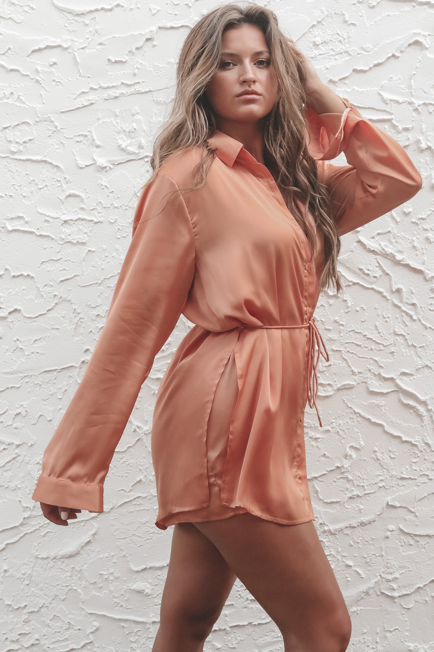 So Here For This Satin Button Up Romper Dress