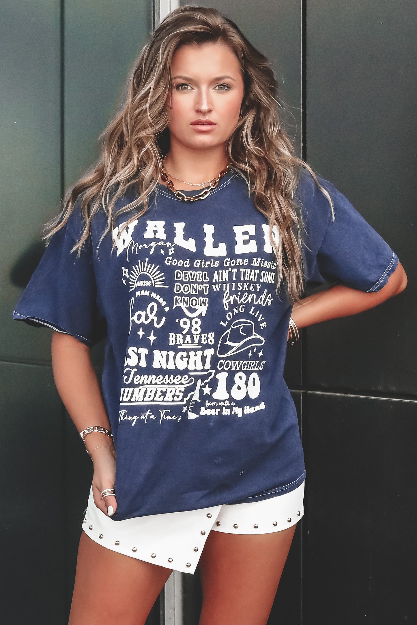 Navy Morgan Wallen Graphic Song Title Tee