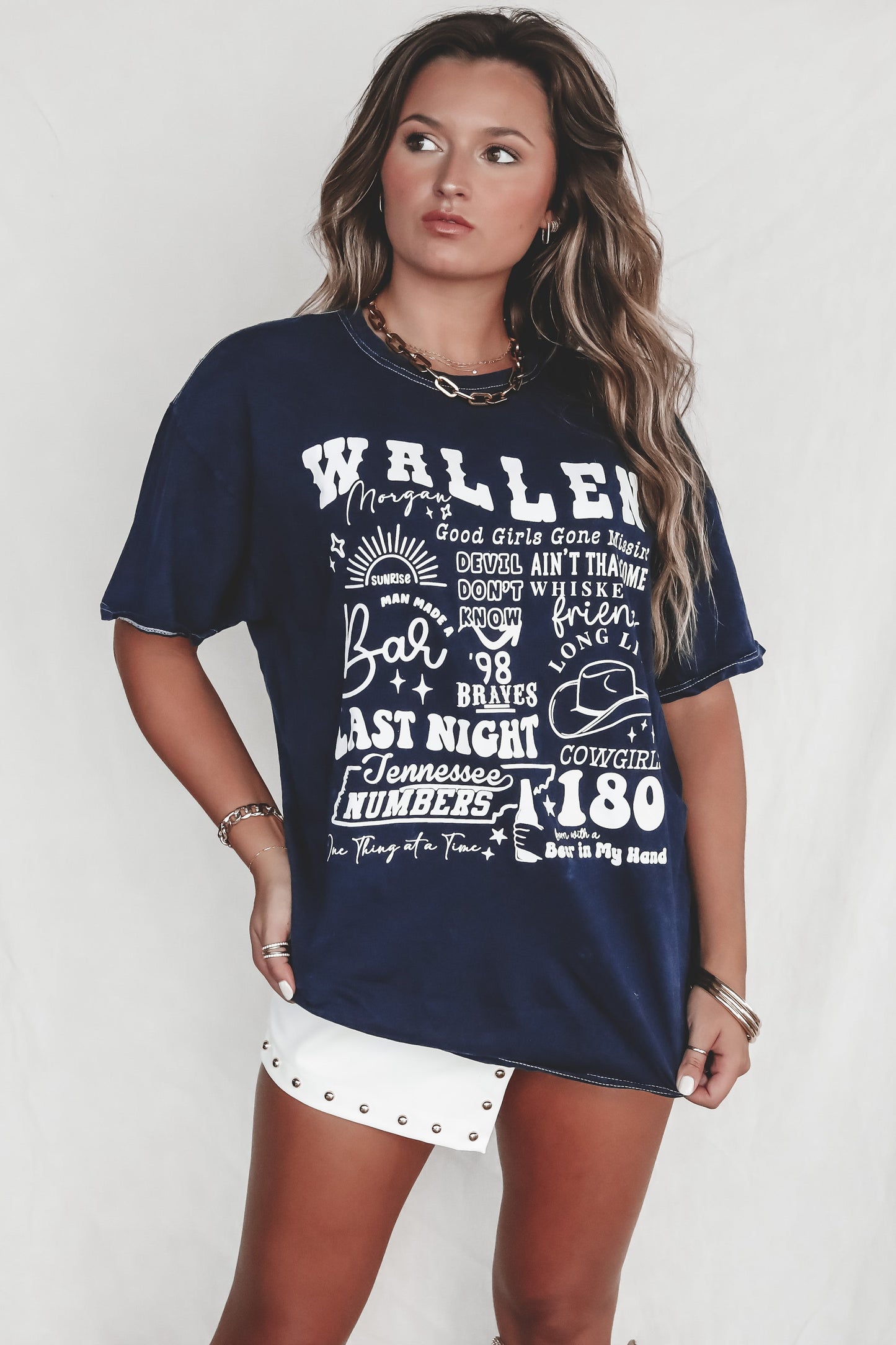 Navy Morgan Wallen Graphic Song Title Tee